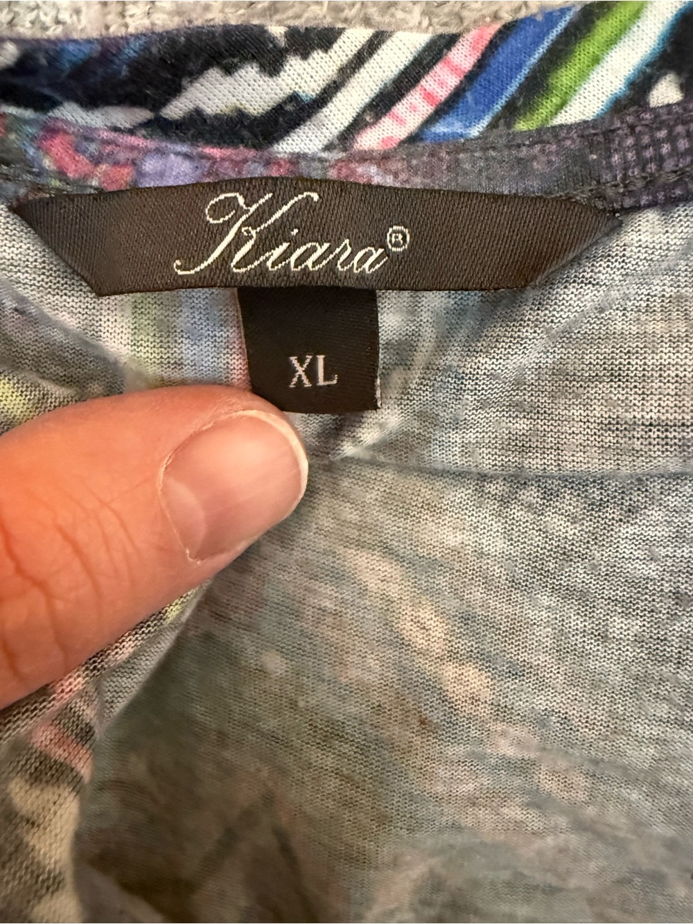 Kiara Purple & Blue Patterned Scoop Neck Long Sleeve Top - Picture 4 of 5